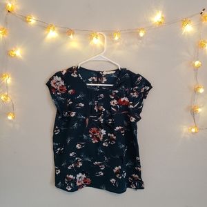 Green floral blouse